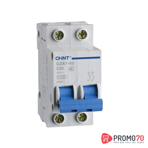 Disjoncteur modulaire 2p courbe c 20a 4,5ka