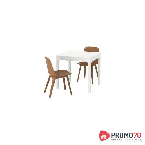 Ekedalen -bernhard table et 2 chaises, blanc, mjuk doré-marron