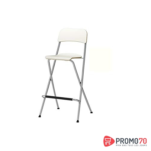 Franklin tabouret de bar à dossier, pliable, blanc, blanc