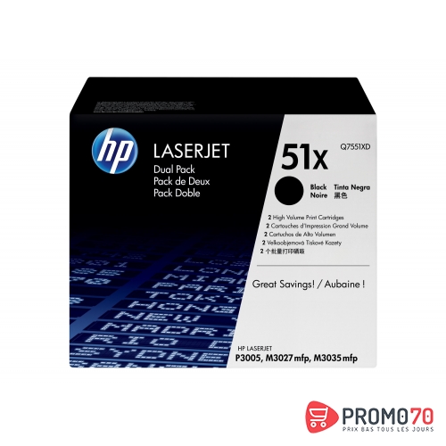 Hp 51x 2-pack high yield black original laserjet toner cartridges