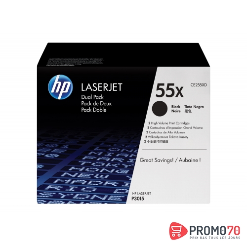 Hp 55x 2-pack high yield black original laserjet toner cartridges