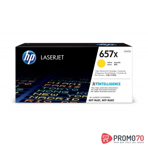 Hp 657x high yield yellow original laserjet toner cartridge