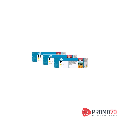Hp 91 3-pack 775-ml yellow designjet pigment ink cartridges