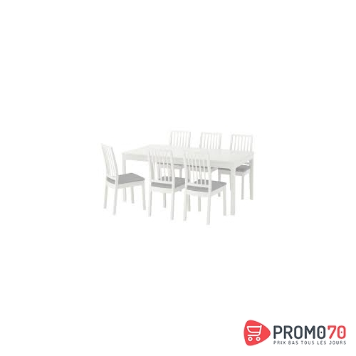 Ingatorp - ingolf table et 6 chaises, blanc, beige nordvalla