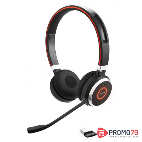 Jabra evolve 65 ms stereo usb headband, bluetooth function, noise cancelling, usb via dongle, with mute-button and volume control on the headset, busylight , discret boomarm, microsoft optimized