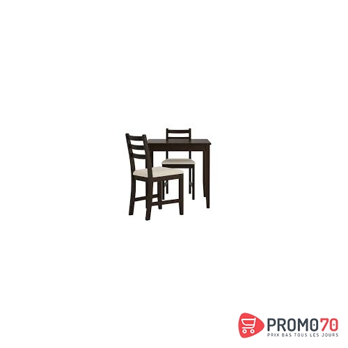 Lerhamn table et 2 chaises, noir-brun, beige vittaryd