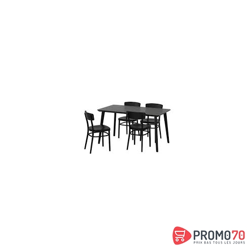 Lisabo - idolf table et 4 chaises, noir, noir