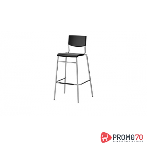 Stig tabouret de bar à dossier, noir, couleur argentée