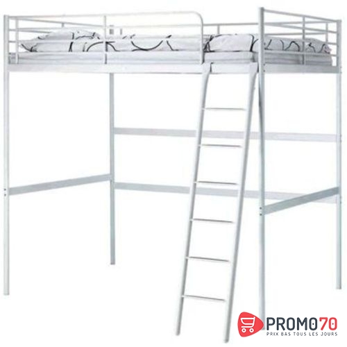 Stor?? cadre lit mezzanine, blanc laqué 